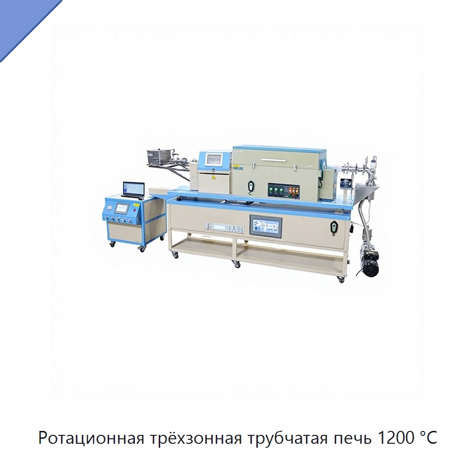 Ротационная трёхзонная трубчатая печь 1200 °C — Лабораторное нагревательное оборудование