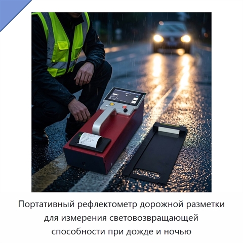 Портативный рефлектометр дорожной разметки для измерения световозвращающей способности при дожде и ночью