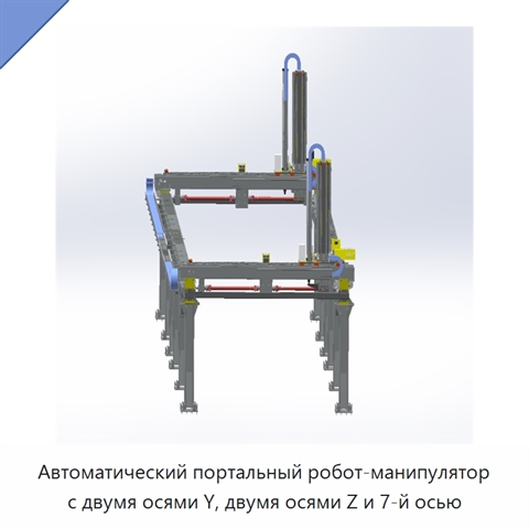 Автоматический портальный робот-манипулятор с двумя осями Y, двумя осями Z и 7-й осью