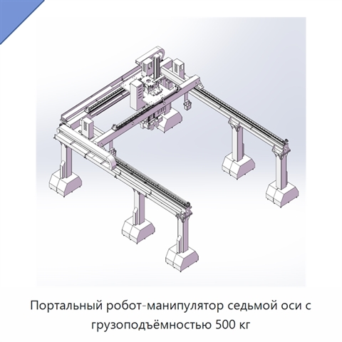 Портальный робот-манипулятор седьмой оси с грузоподъёмностью 500 кг