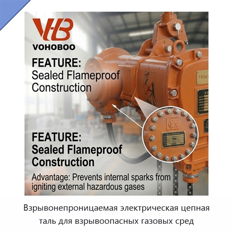 Взрывонепроницаемая электрическая цепная таль для взрывоопасных газовых сред