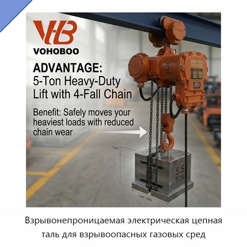 Взрывонепроницаемая электрическая цепная таль для взрывоопасных газовых сред