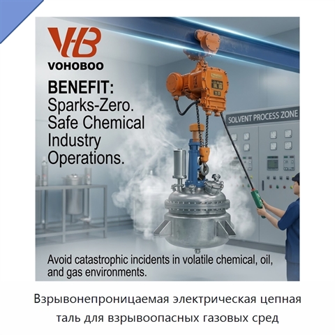 Взрывонепроницаемая электрическая цепная таль для взрывоопасных газовых сред