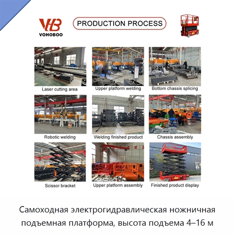 Самоходная электрогидравлическая ножничная подъемная платформа, высота подъема 4–16 м