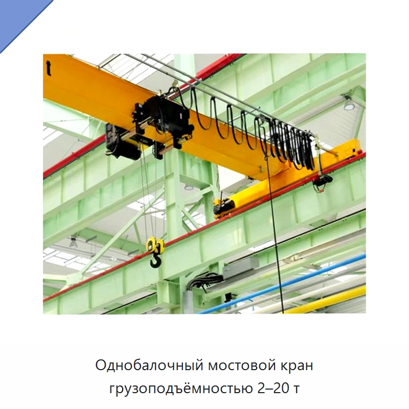 Однобалочный мостовой кран грузоподъёмностью 2–20 т — Краны