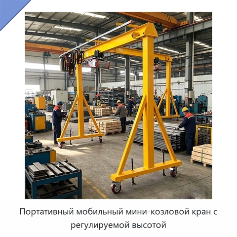 Портативный мобильный мини-козловой кран с регулируемой высотой