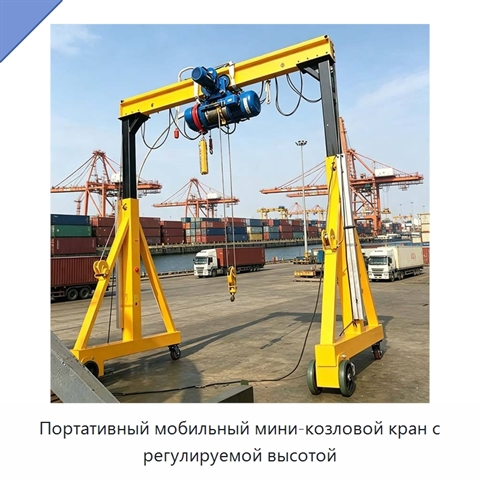 Портативный мобильный мини-козловой кран с регулируемой высотой