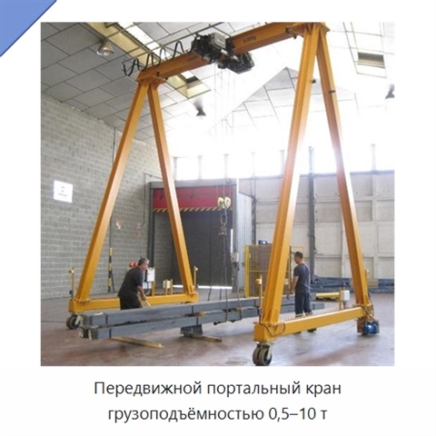 Передвижной портальный кран грузоподъёмностью 0,5–10 т