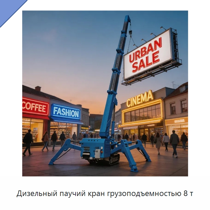 Дизельный паучий кран грузоподъемностью 8 т — Краны