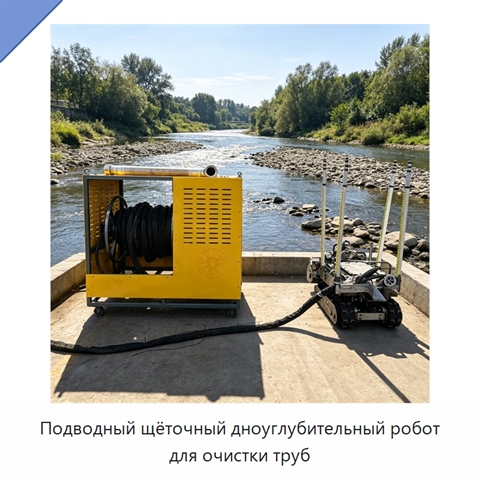 Подводный щёточный дноуглубительный робот для очистки труб