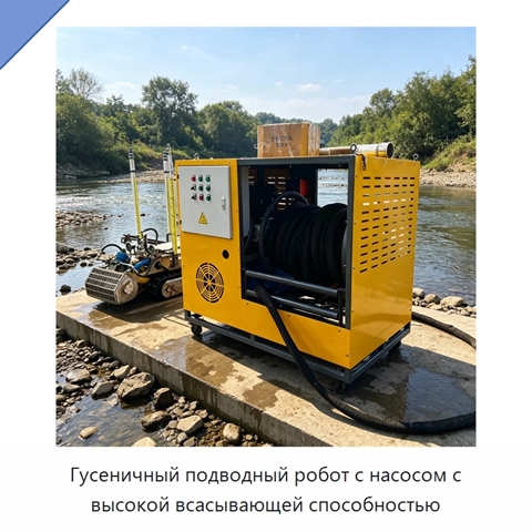 Гусеничный подводный робот с насосом с высокой всасывающей способностью