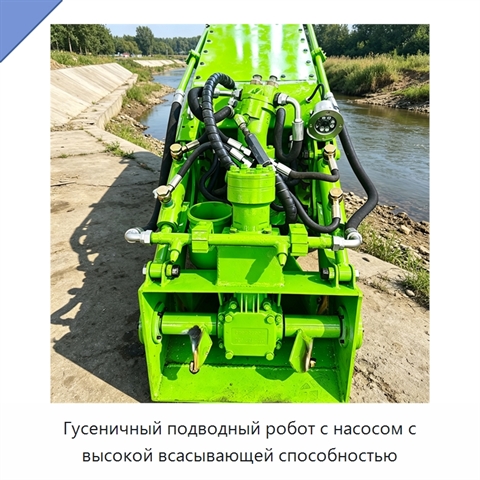 Гусеничный подводный робот с насосом с высокой всасывающей способностью