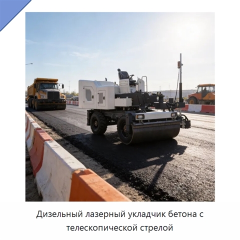 Дизельный лазерный укладчик бетона с телескопической стрелой