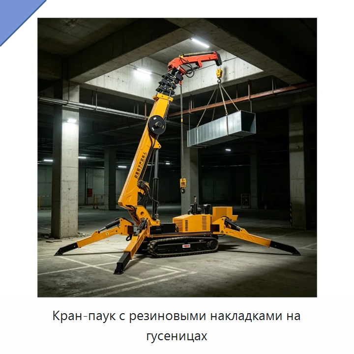 Кран-паук с резиновыми накладками на гусеницах — Краны