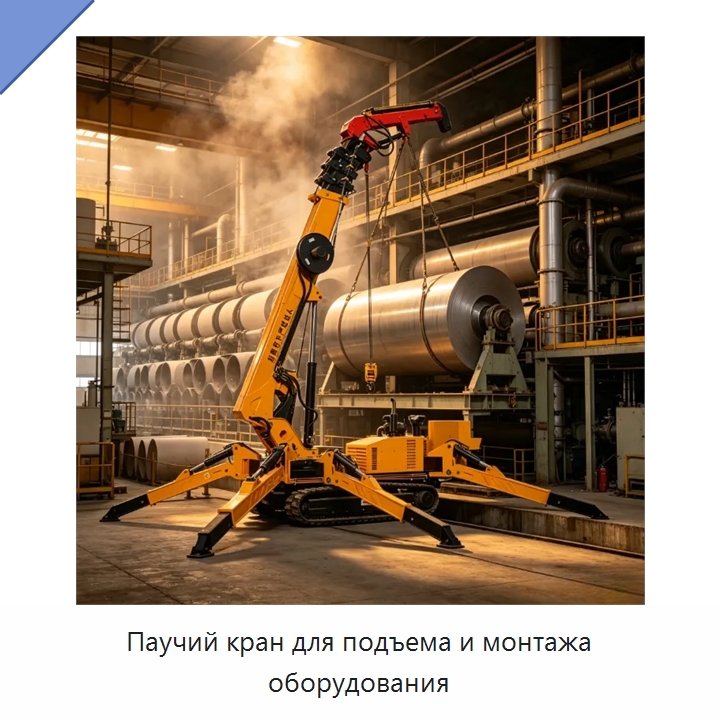 Паучий кран для подъема и монтажа оборудования — Краны