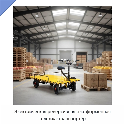 Электрическая реверсивная платформенная тележка-транспортёр