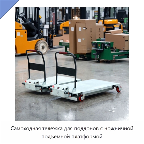 Самоходная тележка для поддонов с ножничной подъёмной платформой