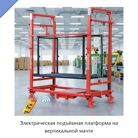 Электрическая подъёмная платформа на вертикальной мачте