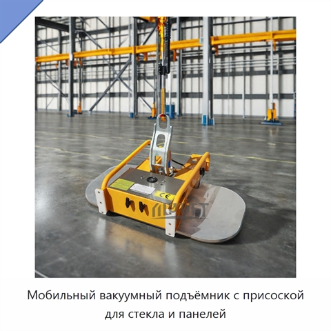 Мобильный вакуумный подъёмник с присоской для стекла и панелей