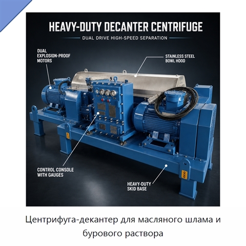 Центрифуга-декантер для масляного шлама и бурового раствора