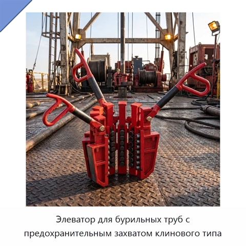 Элеватор для бурильных труб с предохранительным захватом клинового типа
