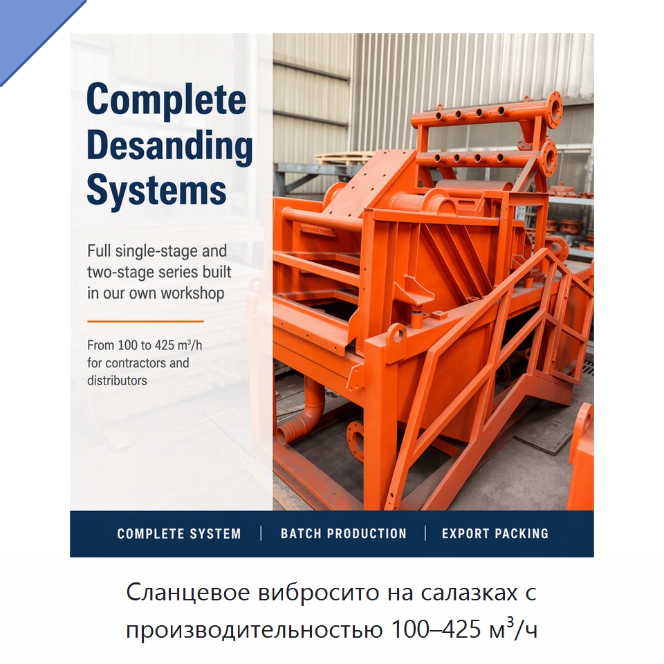 Сланцевое вибросито на салазках с производительностью 100–425 м³/ч — Нефтепромысловое оборудование