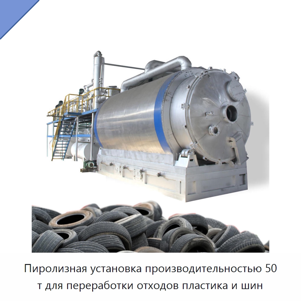 Пиролизная установка производительностью 50 т для переработки отходов пластика и шин — Оборудование для переработки резины