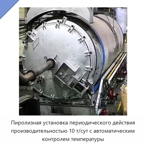 Пиролизная установка периодического действия производительностью 10 т/сут с автоматическим контролем температуры