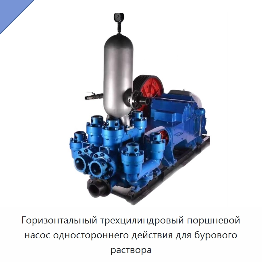 Горизонтальный трехцилиндровый поршневой насос одностороннего действия для бурового раствора — Нефтепромысловое оборудование