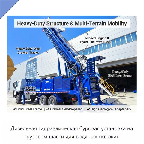 Дизельная гидравлическая буровая установка на грузовом шасси для водяных скважин
