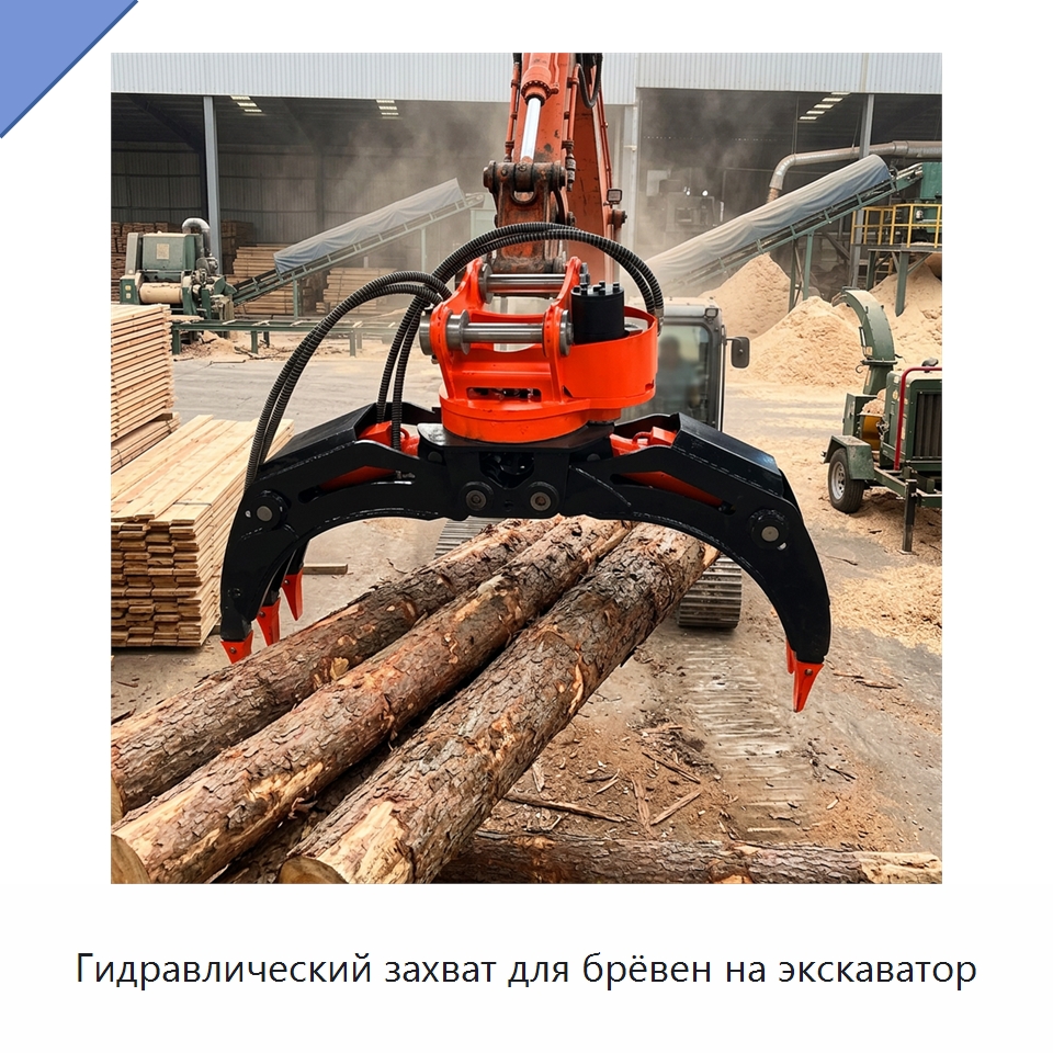Гидравлический захват для брёвен на экскаватор — Навесное оборудование для строительной техники